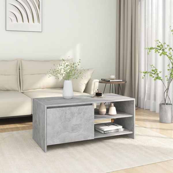 vidaXL Konferenčný stolík betónový sivý 102x50x45 cm spracované drevo