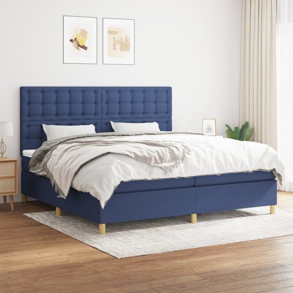 vidaXL Boxspring posteľ s matracom modrá 200x200 cm látka