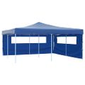 vidaXL Skladací altánok s 2 stenami 5x5 m, modrý