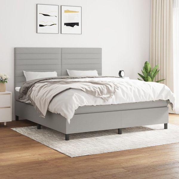 vidaXL Boxspring posteľ s matracom bledosivá 180x200 cm látka