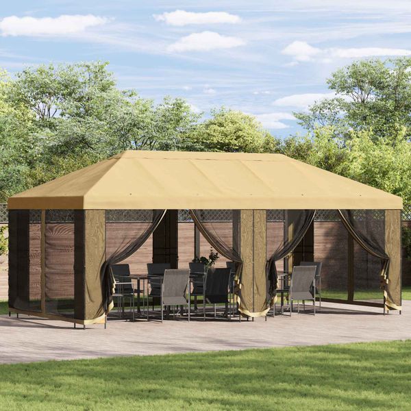 vidaXL Kryt altánku s bočnými stenami Krémová 600,5 x 300,5 cm