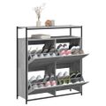 vidaXL Botník so 4 výklopnými zásuvkami sivý dub sonoma 100x34x112 cm