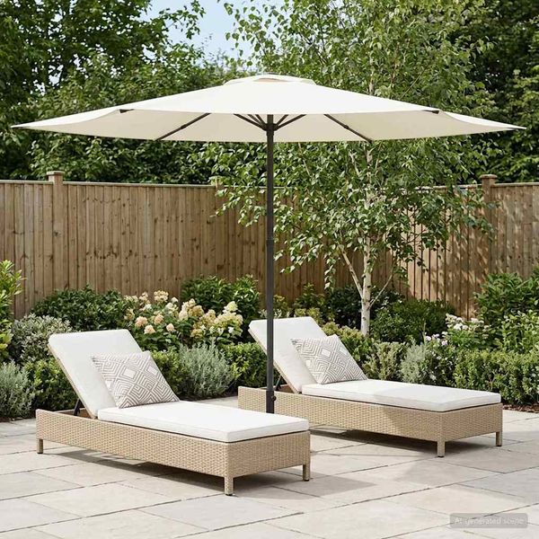 vidaXL Záhradný slnečník 300 x 300 cm Polyester Obdĺžnikový Krémová