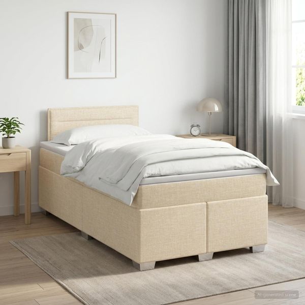 vidaXL Posteľ boxspring s matracom Krémová 120 x 190 cm Látka