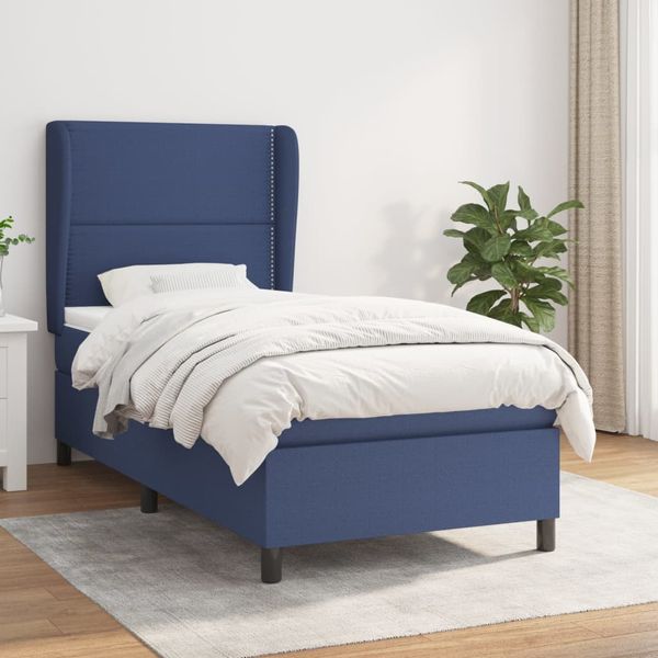 vidaXL Posteľný rám boxsping s matracom modrý 80x200 cm látka