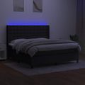 vidaXL Posteľ boxsping s matracom a LED čierna 180x200 cm látka