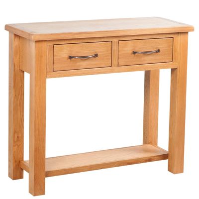 vidaXL Konzolový stolík s 2 zásuvkami 83x30x73 cm, dubový masív