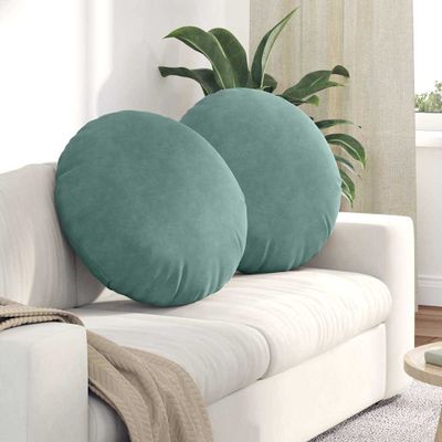 vidaXL Vankúše na sedenie 2 pcs Morská zelená Ø60 x 21 cm Zamat
