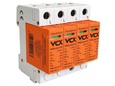 Prepäťová ochrana VCX L2-4-C+D AC trieda T2T3 (C+D) 4P 40kA