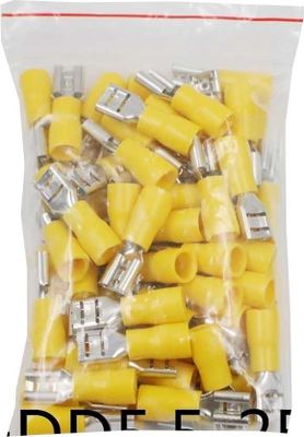 Faston-zdírka 6,3mm žltá pre kábel 4-6mm2, balenie 100ks