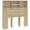 vidaXL Čelo postele so skrinkou biele a dub sonoma 100x19x103,5 cm