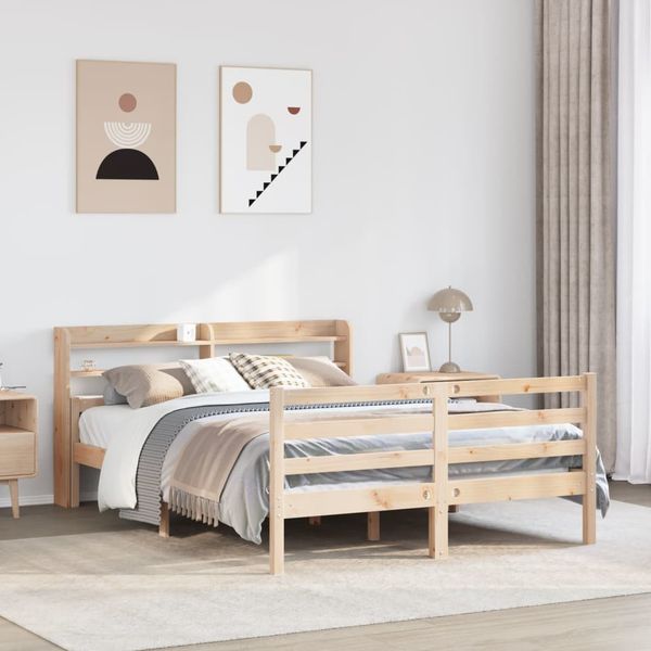 vidaXL Posteľný rám s čelom 160x200 cm borovicový masív