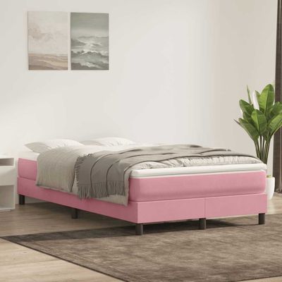 vidaXL Posteľný rám boxsping s matracom ružový 120x210 cm zamat