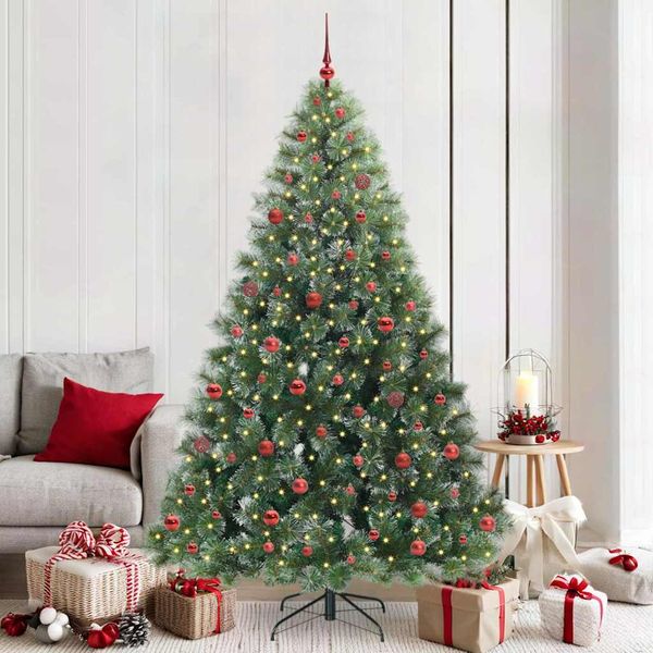 vidaXL Umelý vianočný stromček s 300 LED-i Zelená 210 cm PE a PVC