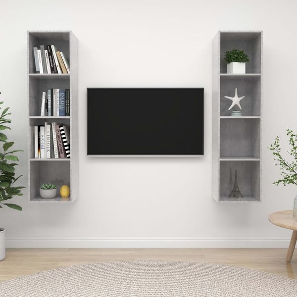vidaXL Nástenné TV skrinky 2 ks betónovosivé drevotrieska