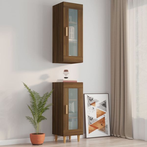 vidaXL Závesná nástenná skrinka hnedý dub 34,5x34x90 cm