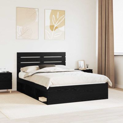 vidaXL Rám postele Čierna 150 x 200 cm Masívne borovicové drevo