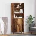 vidaXL Highboard Staré drevo 69,5 x 32,5 x 180 cm Kompozitné drevo