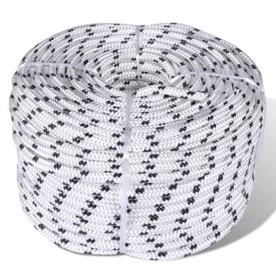 vidaXL Spletané lodné lano biele 8 mm 250 m polyester