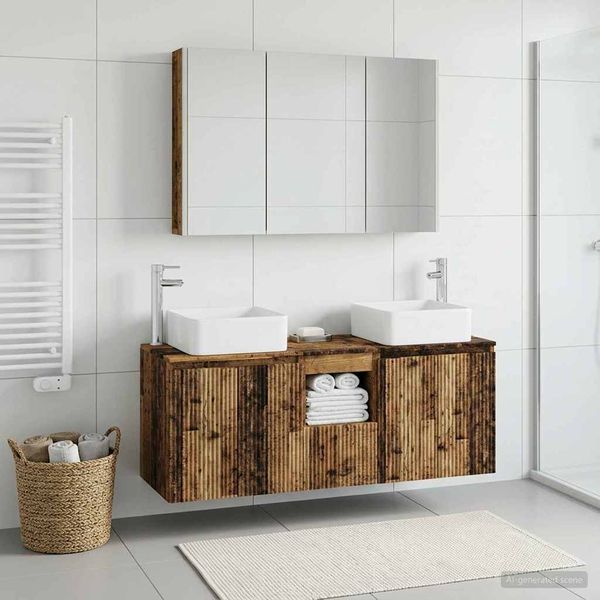 vidaXL Set kabinetov do kúpeľne 4 pcs Staré drevo Kompozitné drevo