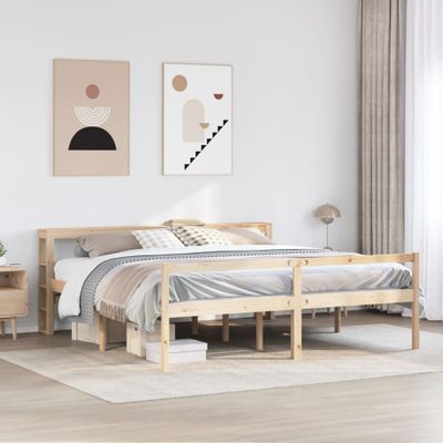 vidaXL Posteľný rám pre seniorov s čelom 180x200 cm borovicový masív