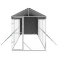 vidaXL Vonkajší koterec pre psov so strechou striebor. 2x10x2,5m oceľ