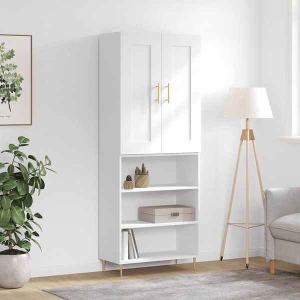 vidaXL Vysoká skrinka biela 69,5x34x180 cm spracované drevo