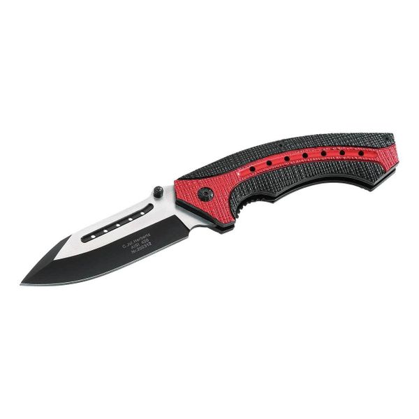 Herbertz 202312 vreckový nôž 9 cm, Satin, čierno-červená, hliník