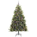 vidaXL Umelý vianočný stromček s pniškami Zelená 210 cm PVC a PE a kov