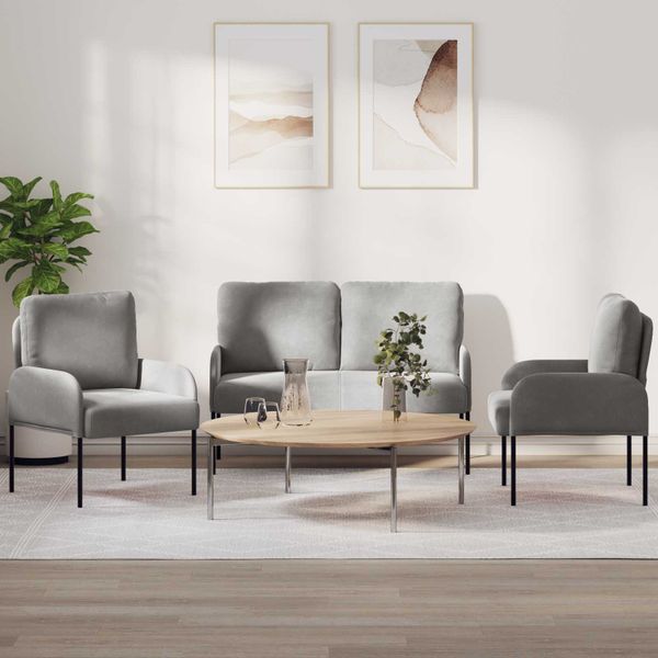 vidaXL Súpravy pohoviek 3 pcs Svetlosivá 115 x 56 x 80 cm Preglejka
