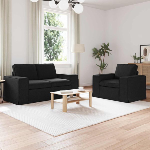 vidaXL Sada pohoviek 2 pcs Čierna 162 x 80 x 82 cm látka