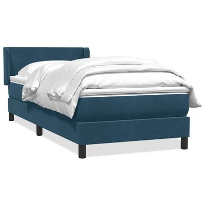 vidaXL Posteľný rám boxsping s matracom tmavomodrý 90x220 cm zamat