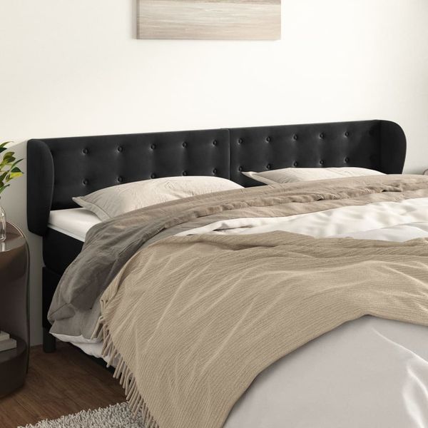 vidaXL Čelo postele so záhybmi čierne 183x23x78/88 cm zamat