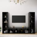 vidaXL TV skrinky 3 ks lesklé čierne 142,5x35x36,5 cm drevotrieska