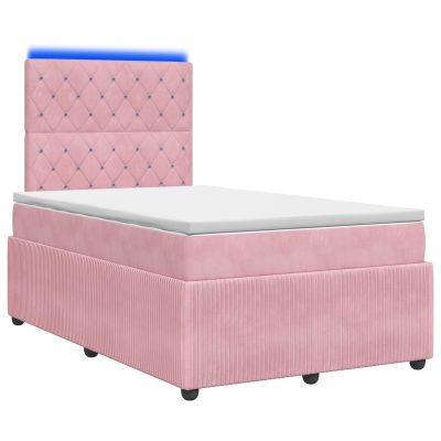vidaXL LED boxspring posteľ s matracom Ružová 120 x 200 cm Zamat