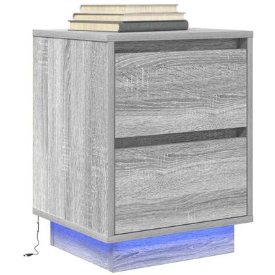 vidaXL nočná skrinka s LED osvetlením sivá Sonoma 38x34x50 cm