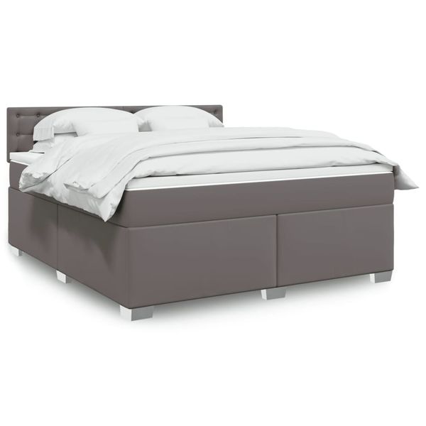 vidaXL Boxspring posteľ s matracom sivá 180x200 cm umelá koža