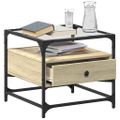 vidaXL Konferenčný stolík sklenená doska dub sonoma 50x50x45 cm oceľ