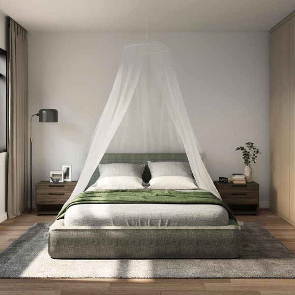vidaXL Sieť proti komárom na posteľ 3 pcs 156 mesh Biela ⌀56 x 220 cm