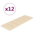 vidaXL Nástenné panely 12 ks krémové 90x30 cm látka 3,24 m²