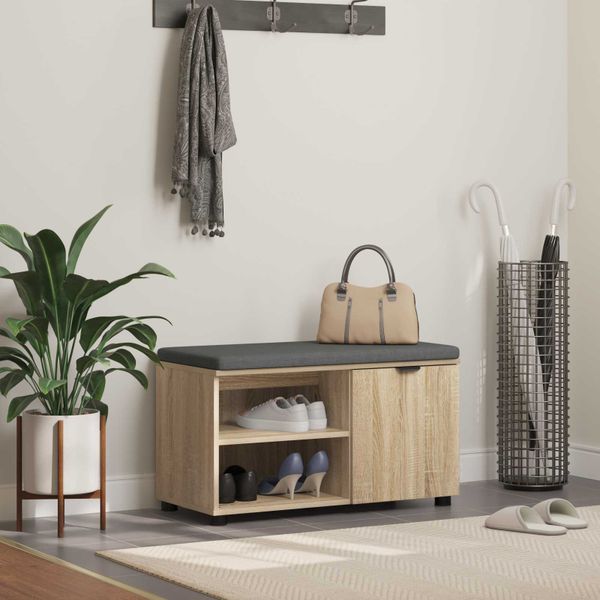 vidaXL Predsieňová lavica s vankúšom Sonoma dub 80 x 38 x 46 cm