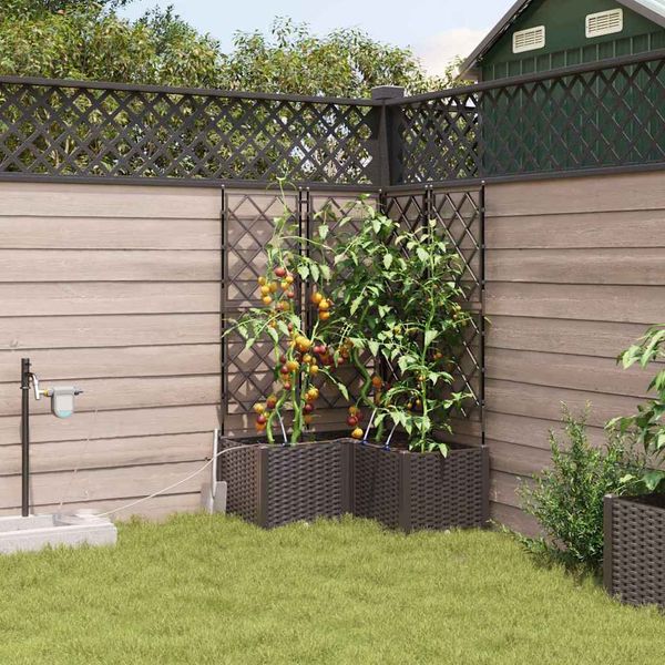 vidaXL Záhradný kvetináč 3 pcs Hnedá 80 x 80 x 142 cm Plast