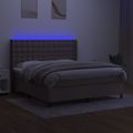 vidaXL Posteľ boxsping s matracom a LED sivohnedá 180x200 cm látka