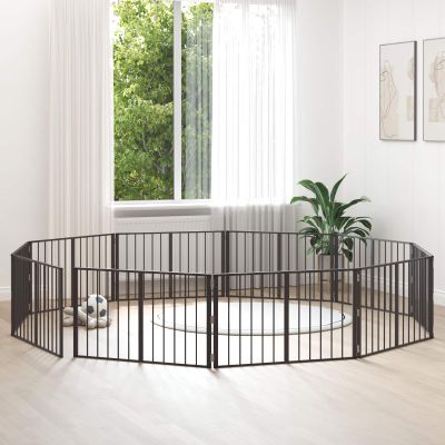 vidaXL Psia brána 10 pcs Čierny 100 x 60 cm Pozinkovaná oceľ