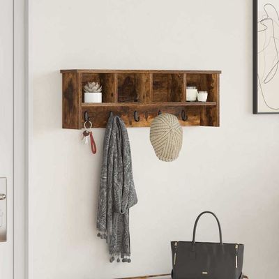 vidaXL Vešiak na stenu Dymová dub 75 x 16 x 26 cm Kompozitné drevo