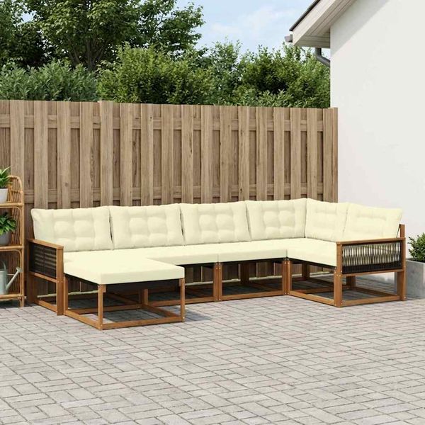 vidaXL Záhradná súprava gaučov s vankúšom 6 pcs Prírodná a krémová