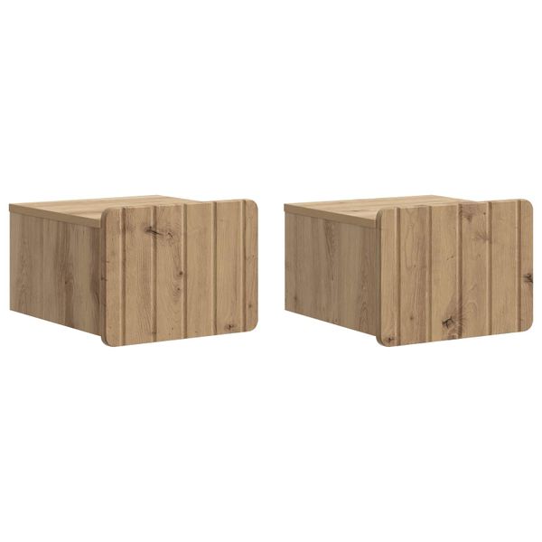 vidaXL Nástenná nočná skrinka 2 pcs Dub artisan 33 x 34,5 x 24 cm