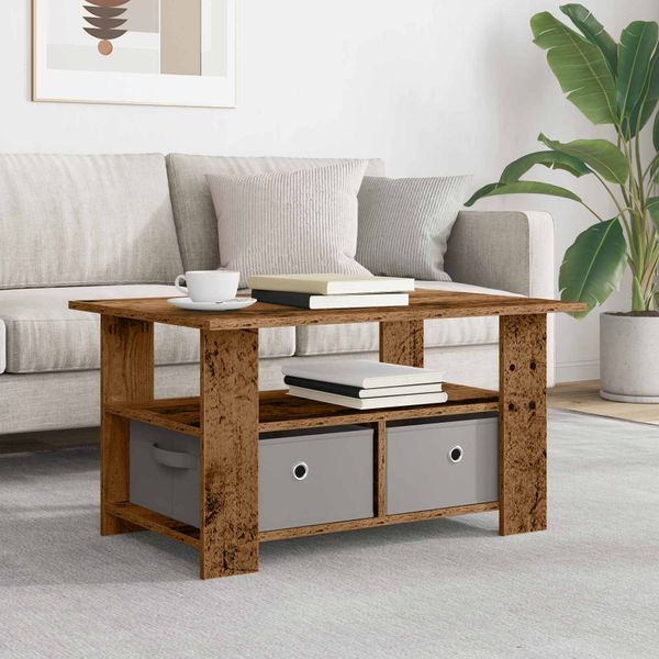 vidaXL Konferenčný stolík Staré drevo 77 x 55 x 42 cm Kompozitné drevo
