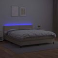 vidaXL Boxspring posteľ matrac a LED kapučínová 160x200 cm umelá koža