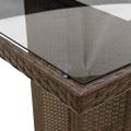 vidaXL Záhradný stôl so sklenenou doskou hnedý 240x90x75 cm polyratan